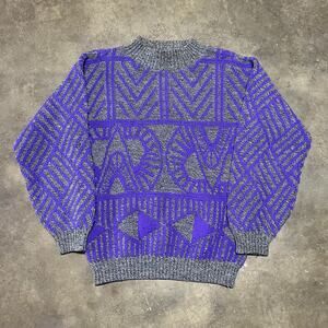 Vintage 80s Great American Sweater Grey/Purple Sweater